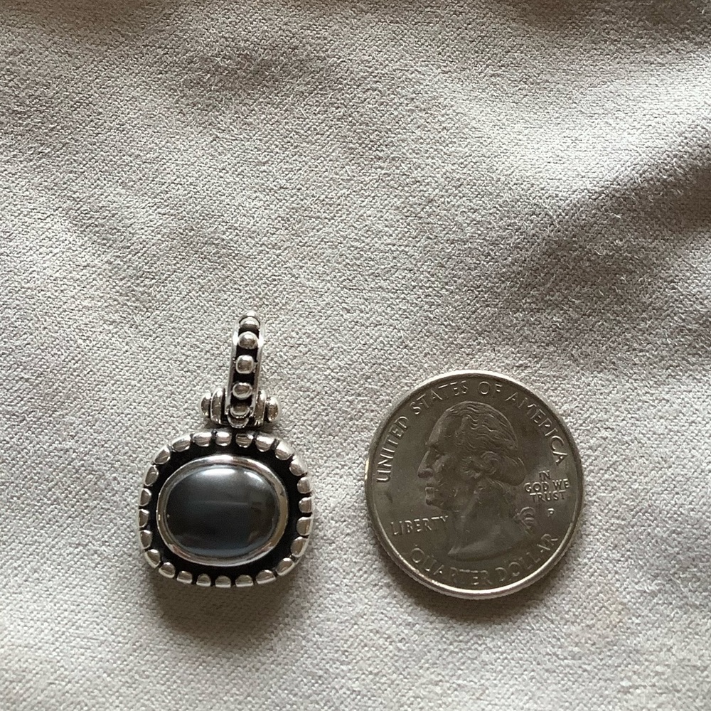 Sterling Silver Braided Hematite Oval Pendant - Picture 5 of 5